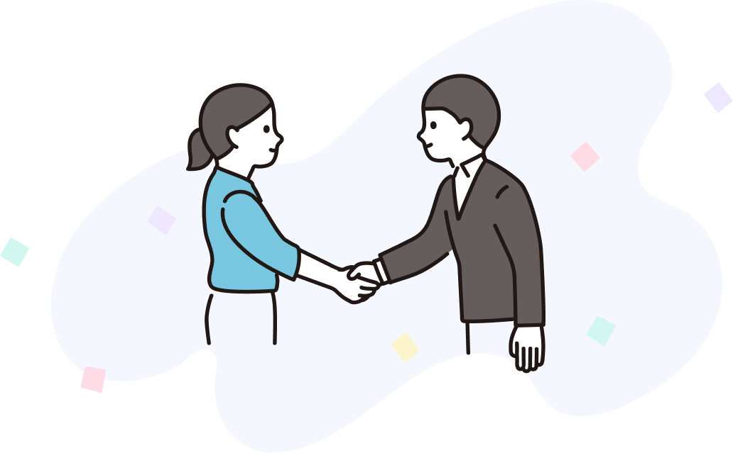男女が握手をしているイラスト